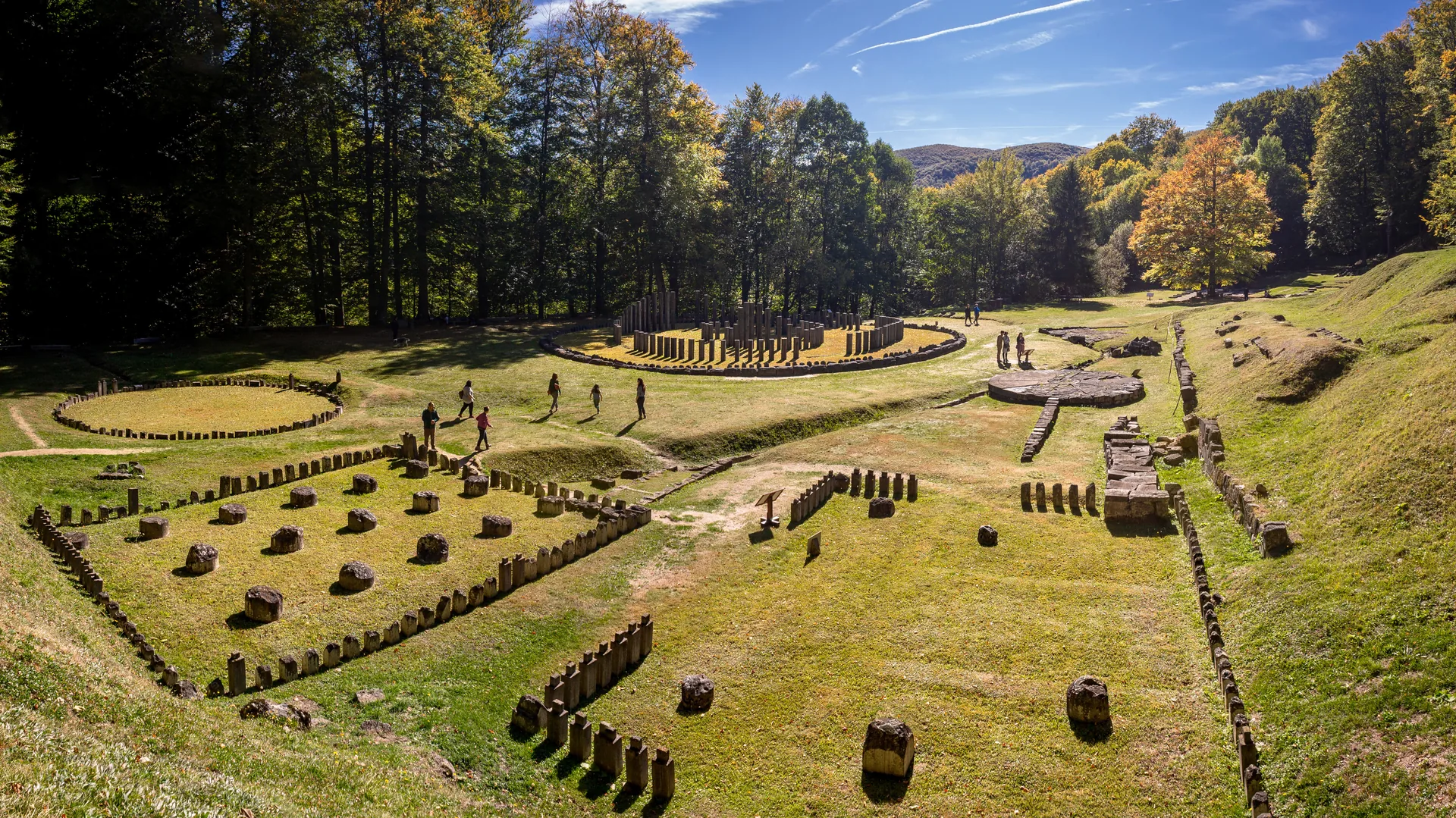 Aerial view of the Sarmizegetusa Regia archaeological site in the Orăștie Mountains, Romania
